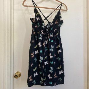 NWT Wild Fable Triangle Cup Fit & Flare Dress, Black Butterfly, Womens XS